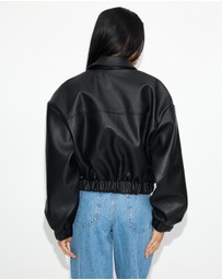 Dazie - Harley PU Bomber With Detachable Faux Fur Collar