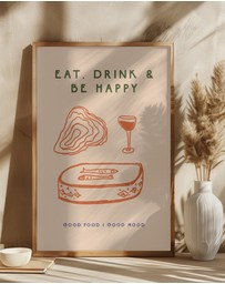 Olive et Oriel - Eat Drink Be Happy by Treechild Art Print
