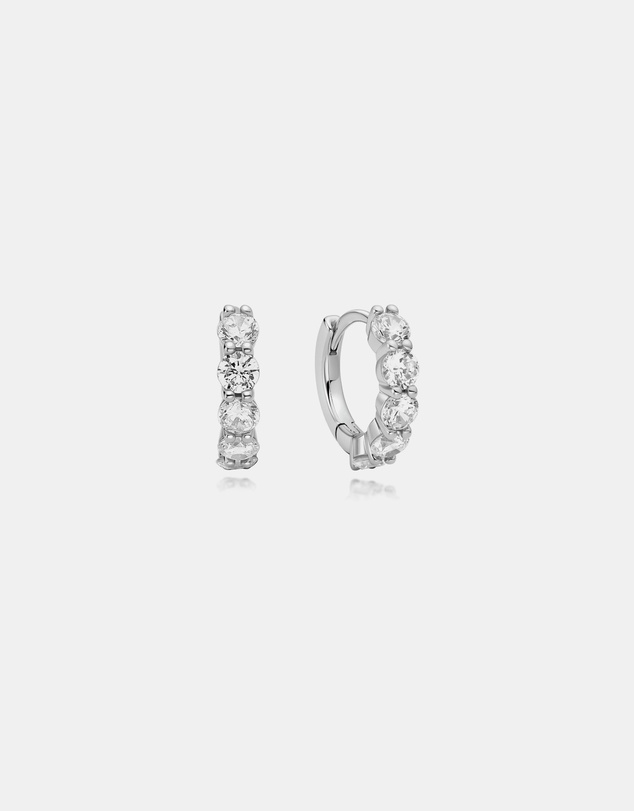 Ania Haie - Silver Quintet Sparkle Huggie Hoop Earrings