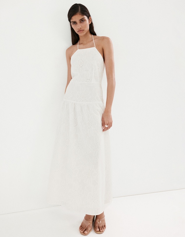 M.N.G - Halter Dress with Broderie Anglaise