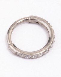 Lovisa - Titanium Single Half Cubic Zirconia Clicker Ring 6mm