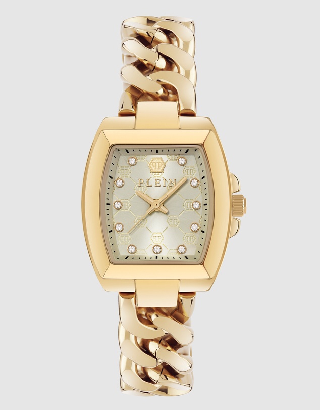 Philipp Plein - Philipp Plein Supreme 30mm Gold-Tone Dial Recycled Gold-Tone Stainless Steel Chain Strap Watch