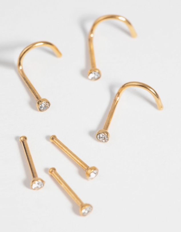 Lovisa - Gold-Plated Surgical Steel Nose Stud 6-Pack