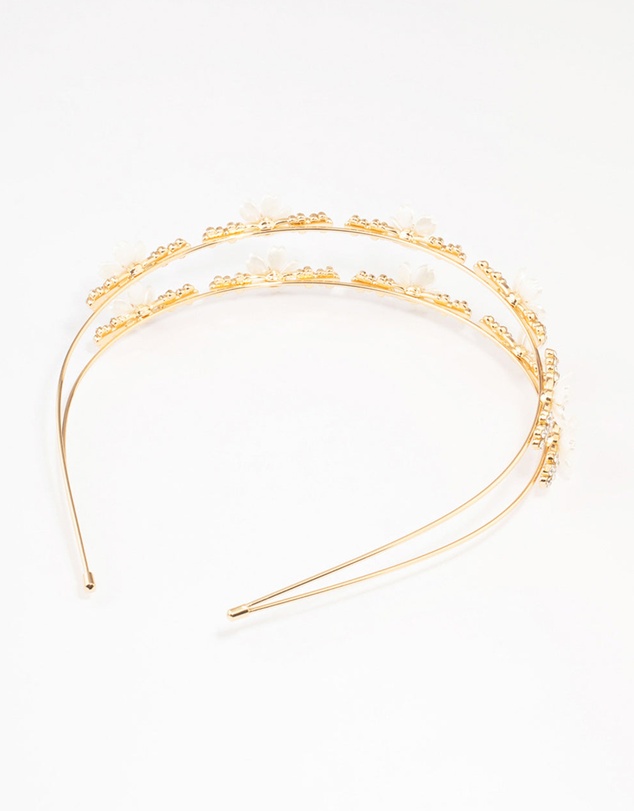 Lovisa - Gold Mini Crystal Flower Beaded Headband