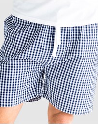 Sant And Abel - Men's Hepburn Gingham Navy Sleep Shorts