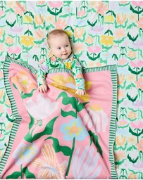 Kip&Co - Popping Flowers Green Organic Cotton Fitted Sheet - Babies