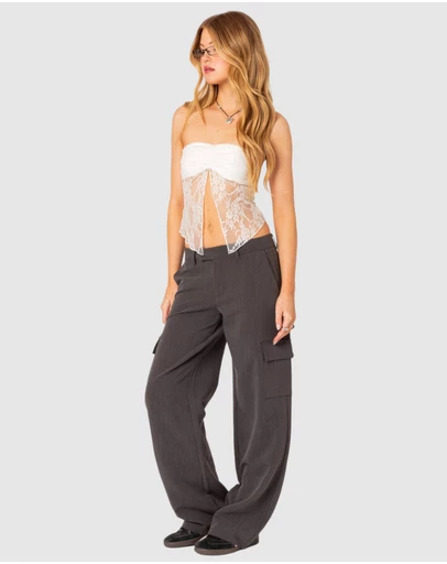 EDIKTED - Twilight Sheer Lace split front top