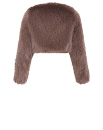 City Chic - Plus size Angelica Faux Fur Crop Jacket - truffle
