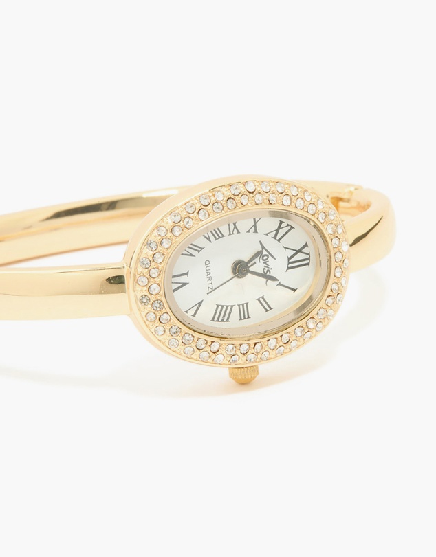 Lovisa - Gold Diamante Oval Bangle Watch