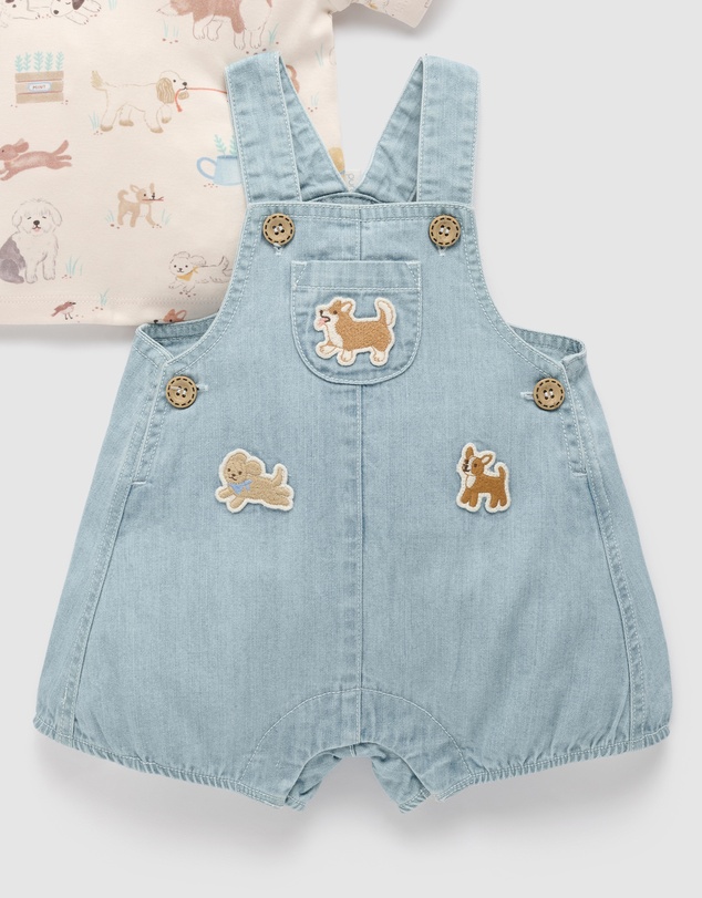 Purebaby - Denim Overall Set-Kids-Babies
