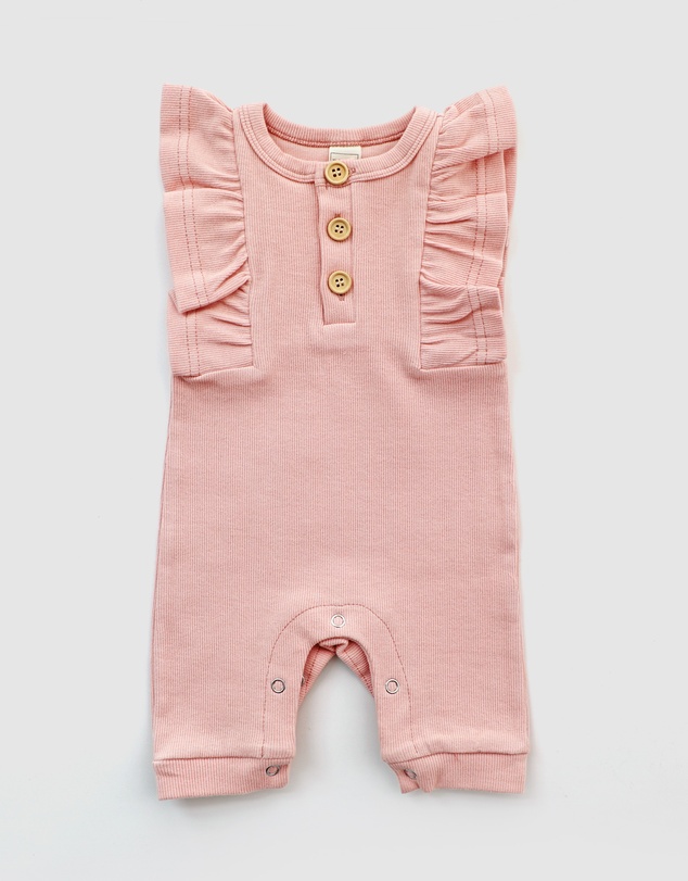 WITH LOVE FOR KIDS - BASICS Ribbed Shimmy Romper - Babies