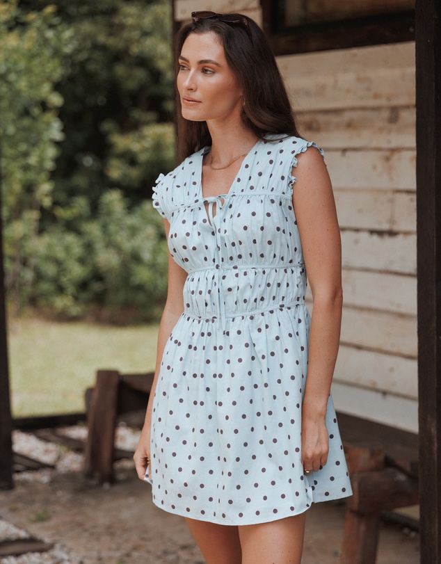 Petal & Pup - Pipper Mini Dress - Blue Polka Dot