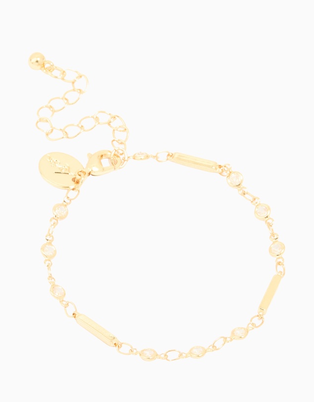 Lovisa - Gold Plated Cubic Zirconia Bar Chain Bracelet
