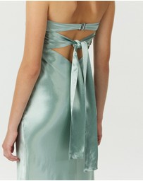 Third Form - Satin Tie Back Strapless Maxi Dress