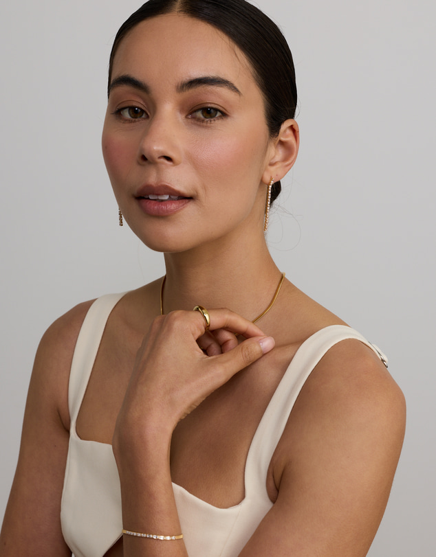 Michael Hill - Baguette Cubic Zirconia Tennis Drop Earrings in 18kt Yellow Gold Vermeil