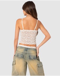 EDIKTED - Layered Sheer Lace Tank Top