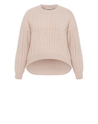 City Chic - Plus size Kenia Crew Neck Knit Jumper - light taupe