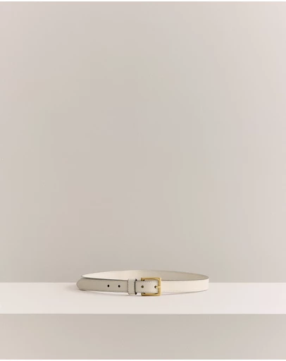 Trenery - Leather Slim Belt in Parchment