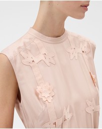 Oroton - Ribbon Trim Silk Sheath Dress