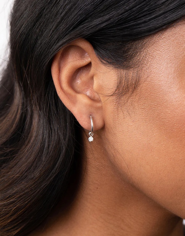 Lovisa - Sterling Silver Diamante Dangle Hoop Earrings