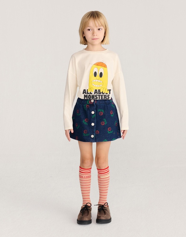 Bobo Choses - Stamp Bloom All Over Denim Skirt - Babies-Teens