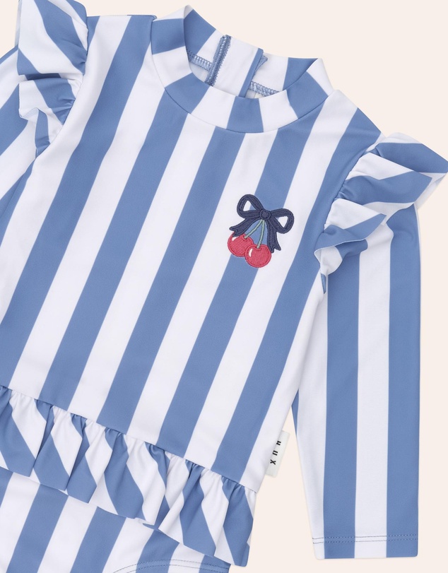 Huxbaby - Vintage Stripe Cherry Peplum Swimsuit - Babies-Kids