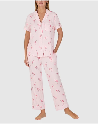 Kate Spade - Printed Modal Button Up Short Sleeve Long Pyjama Set