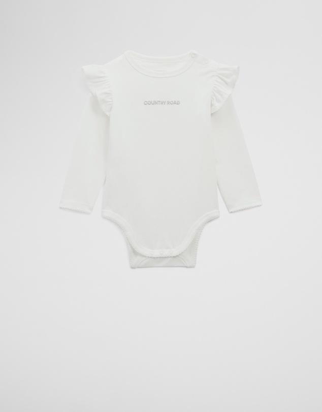 Country Road - Cotton Frill Rib Long Sleeve Bodysuit
