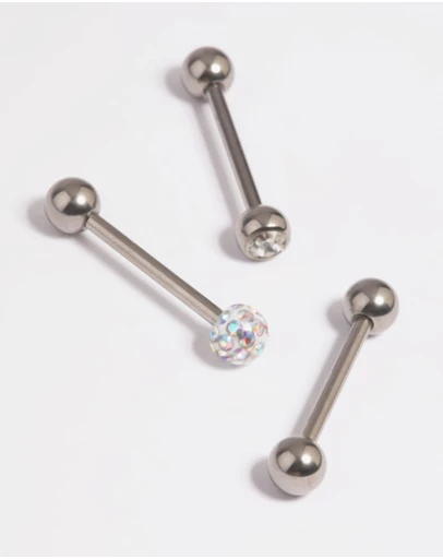 Lovisa - Titanium Pave Tongue Rings