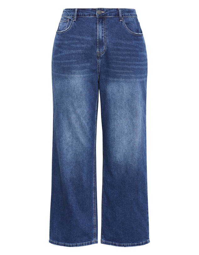 City Chic - Plus size Harley Fit Lora Wide Leg Jean - mid wash