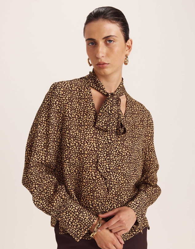 SABA - Ohio Silk Long Sleeve Tie Neck Blouse