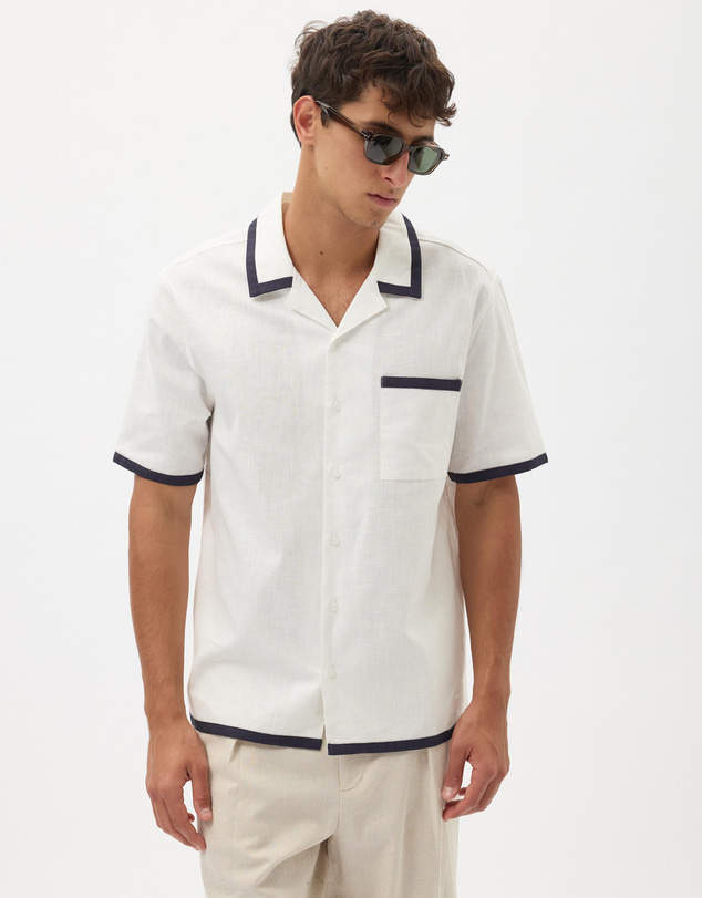 AERE - Linen Blend Contrast Shirt