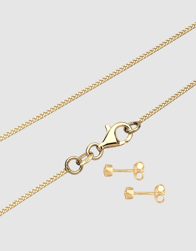 Elli Jewelry - Jewelry Set Crystal Feather 925 Sterling Silver Gold-Plated