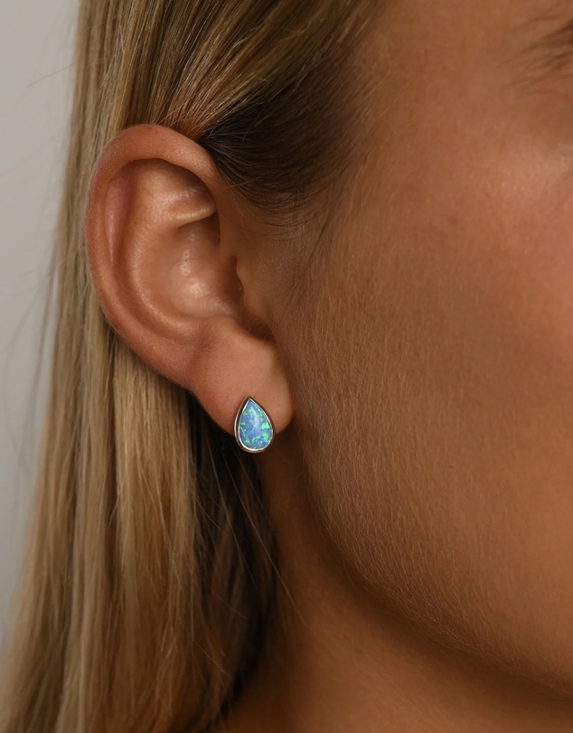 Von Treskow - Pear Shaped Blue Czelline Opal Studs