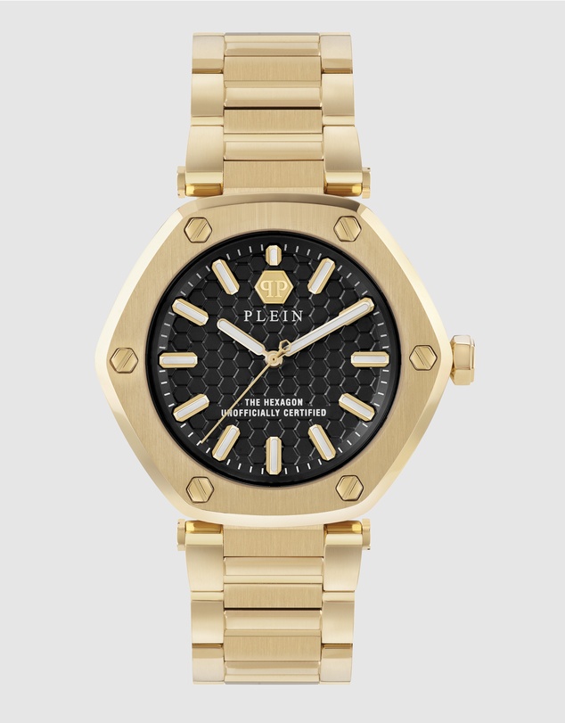 Philipp Plein - The Hexagon - Gold-Tone 38mm Black Dial Analogue watch