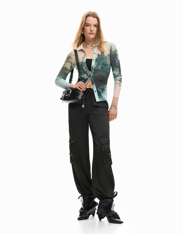 Desigual - Textured buttoned T-shirt