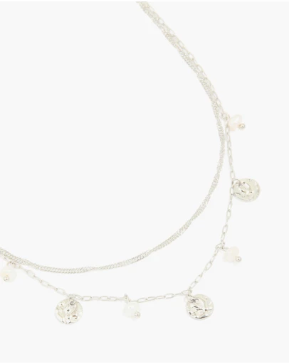 Lovisa - Waterproof Stainless Steel Pearl & Molten Pendant Chain Layered Necklace