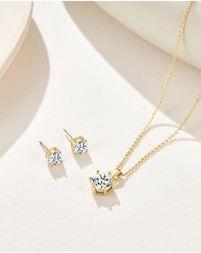 Mestige - Solitaire Set embellished with crystals by Swarovski® - 18K Gold Plated
