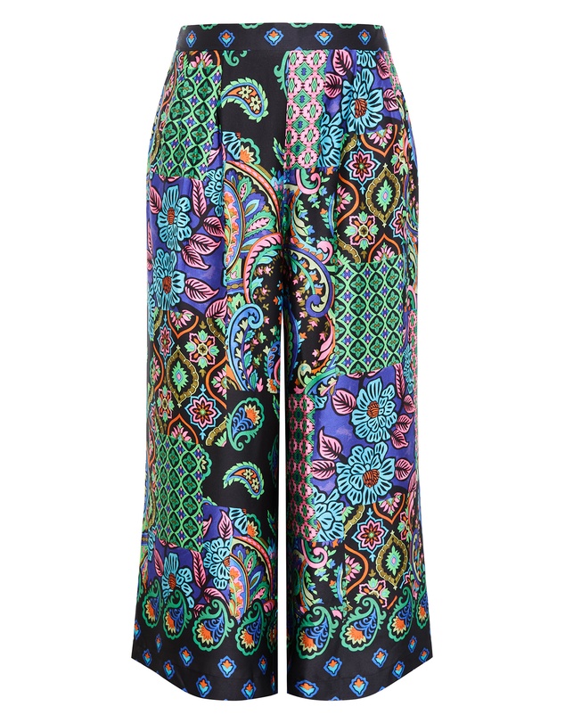 City Chic - Plus size Scarf Print Wide Leg Pant - black