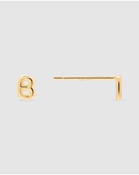 Wanderlust + Co - Alphabet Bubble Gold Stud Earrings - Letter B