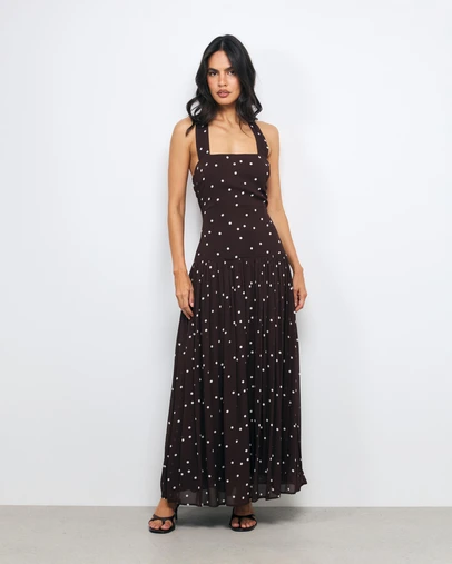 AERE - Eris Polka Dot Cross Back Maxi Dress