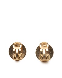 Pre-Loved by Azura Reborn - Pre-Loved Gold Plated and Enamel CC Round Button Clip On Earrings