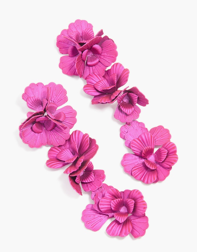 Lovisa - Fuschia Pink Coated Metal Triple Flower Drop Earrings
