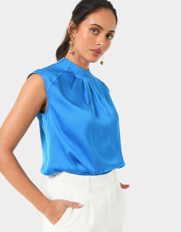 Forcast - Kiar Pleated Satin Top
