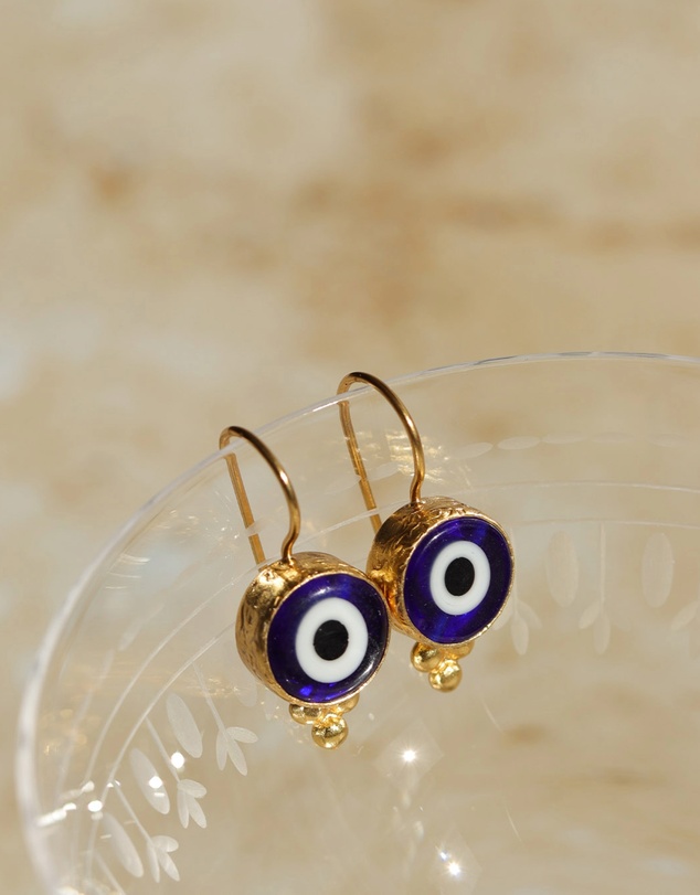 Ottoman Hands - Lina Evil Eye Navy Drop Earrings