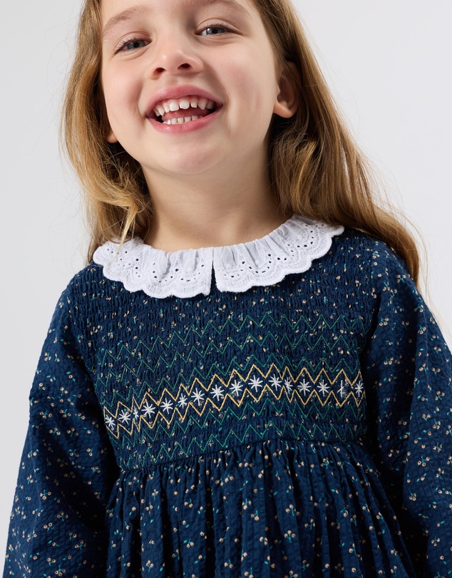 Goldie + Ace - Daphne Long Sleeve Smocked Dress - Babies-Kids