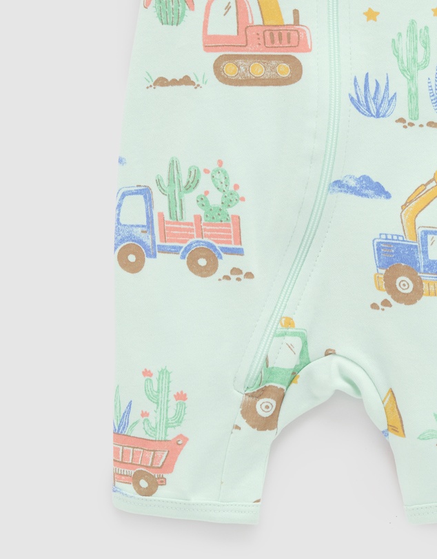 Purebaby - Short Sleeve Sleep Pyjama Zip Growsuit -Kids-Babies