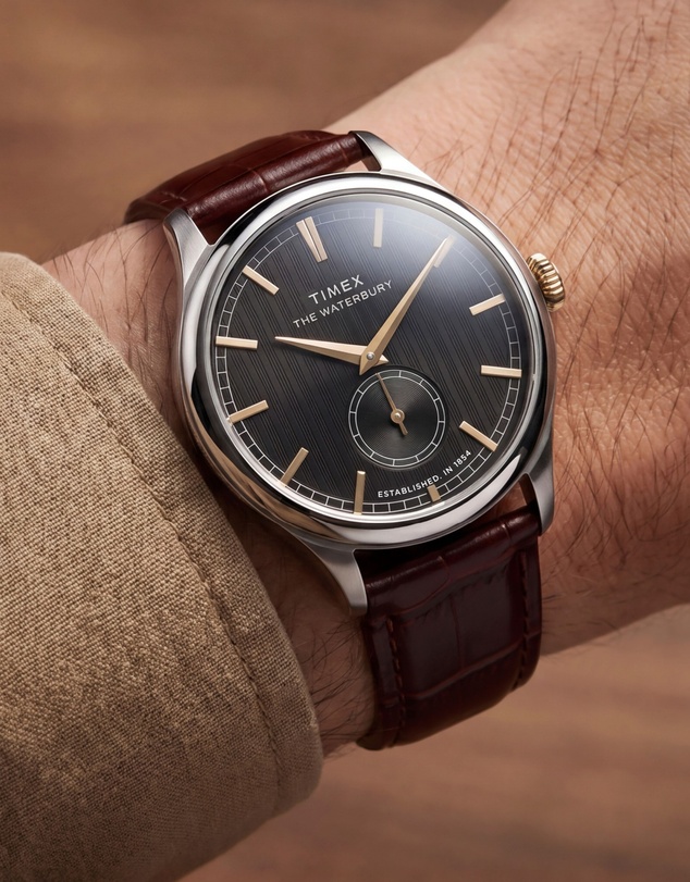 TIMEX - Waterbury Classic 39mm Brown Crocodile Grain Leather Strap Watch