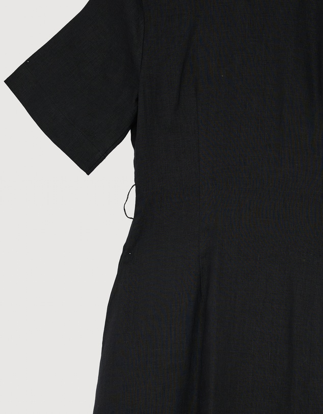 Revibe - Repaired AERE Orien Tuck Waist Linen Shirt Dress - AU 10