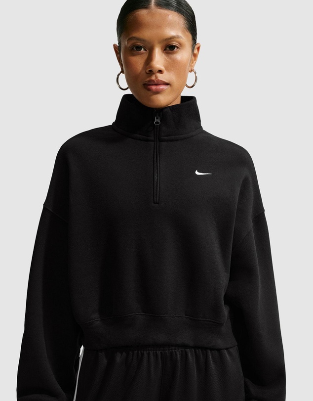 Nike - Studio Fleece Medium Weight Oversized 1/4-Zip Cropped Top